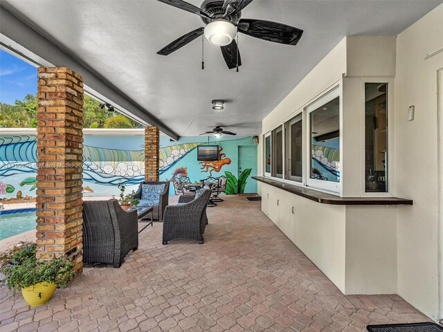 5119 Hayes St, Hollywood, FL 33021 - view of patio featuring a ceiling fan