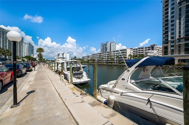 100 NW Bayview Dr Unit 1502, Sunny Isles Beach, FL 33160 - dock area featuring a water view and a city view