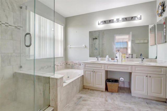 1562 NW 157th Ave, Pembroke Pines, FL 33028 - bathroom with a stall shower, a jetted tub, and double vanity
