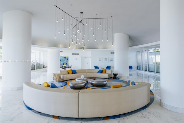1000 W Ave Unit 715, Miami Beach, FL 33139 - living area with marble tiled floors