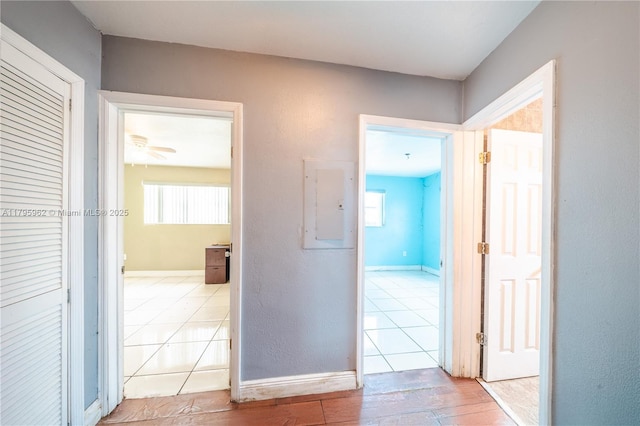 18000 NW 6th Pl, Miami Gardens, FL 33169 - hall with plenty of natural light, tile patterned flooring, electric panel, and baseboards