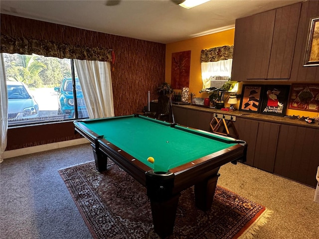 game room with carpet floors and billiards