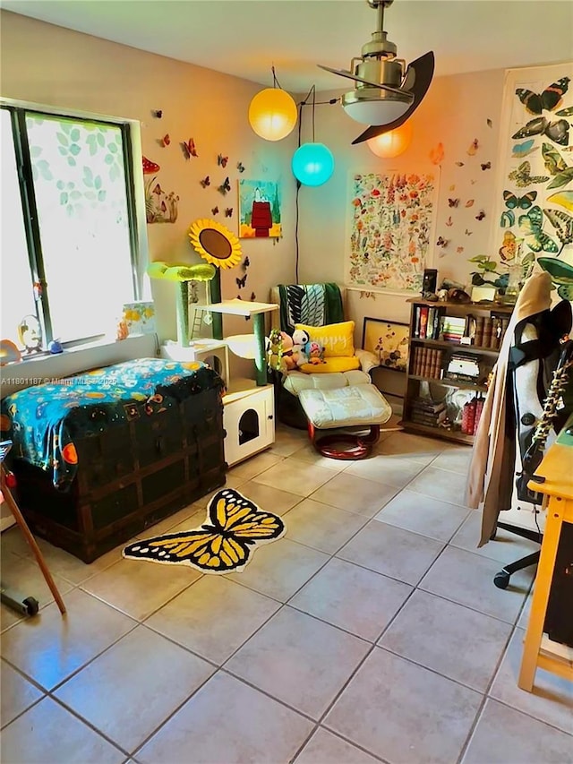 bedroom featuring tile patterned floors