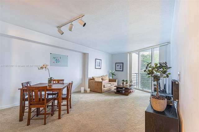 335 S Biscayne Bl Unit 902, Miami, FL 33131 - dining room featuring carpet flooring, a textured ceiling, and expansive windows