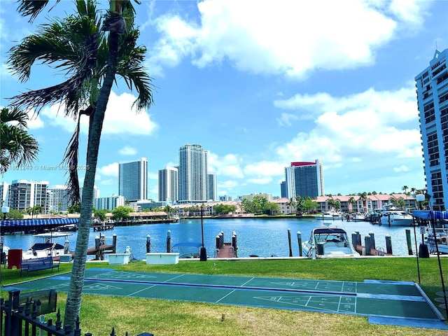 600 Three Islands Blvd Unit 905, Hallandale Beach, FL 33009 - water view featuring a dock and nearby urban area