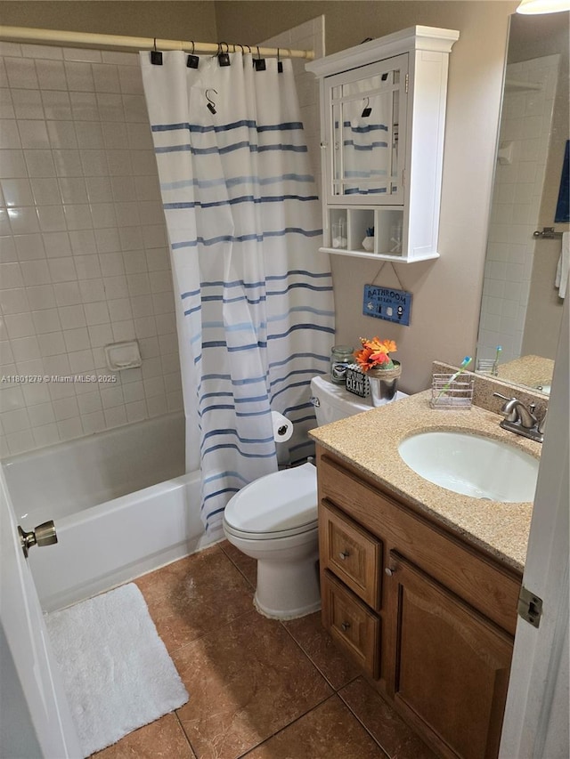 17472 SW 140th Ct, Miami, FL 33177 - full bathroom with toilet, shower / tub combo, vanity, and tile patterned flooring