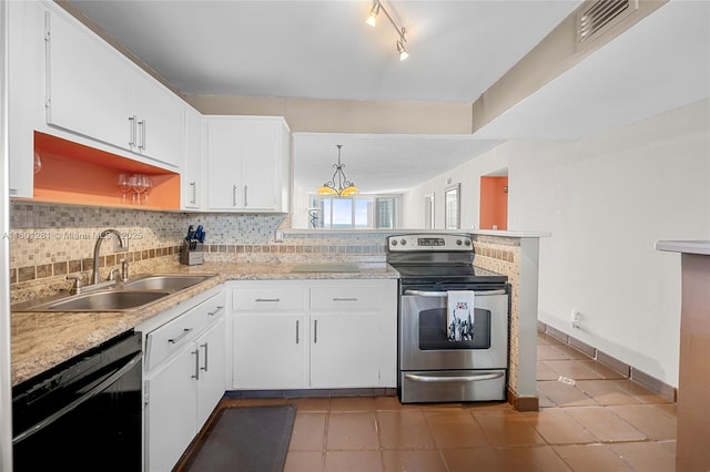 121 Golden Isles Dr Unit 905, Hallandale Beach, FL 33009 - kitchen with stainless steel range with electric stovetop, a sink, black dishwasher, light countertops, and tasteful backsplash