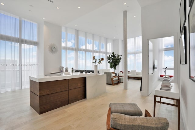 495 Brickell Ave Unit 4102, Miami, FL 33131 - welcome area with a towering ceiling, a sink, and recessed lighting