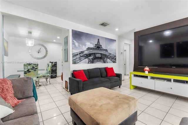 621 E 8th St, Hialeah, FL 33010 - living area featuring light tile patterned floors and recessed lighting