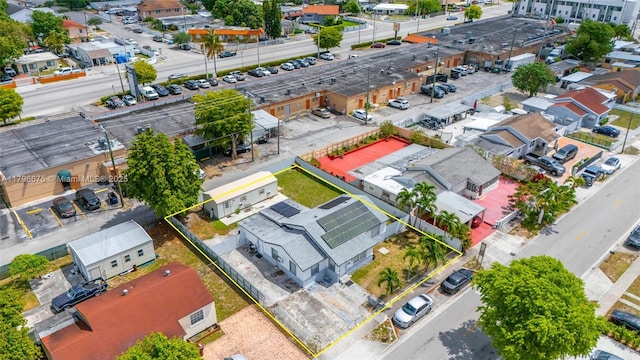 621 E 8th St, Hialeah, FL 33010 - aerial perspective of suburban area with property boundaries highlighted