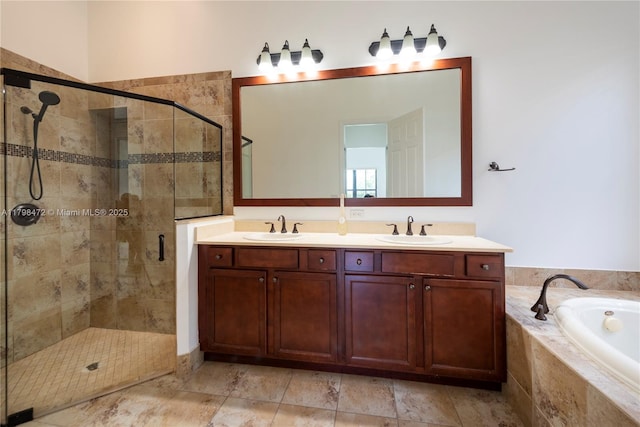 8513 NW 41st St, Cooper City, FL 33024 - full bathroom featuring a shower stall, a bath, and double vanity