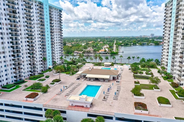 1201 S Ocean Dr Unit 1105N, Hollywood, FL 33019 - drone / aerial view of a nearby body of water and a pool area