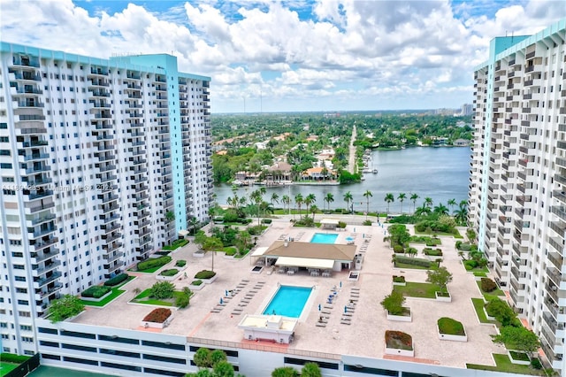 1201 S Ocean Dr Unit 1105N, Hollywood, FL 33019 - drone / aerial view of a nearby body of water and a pool