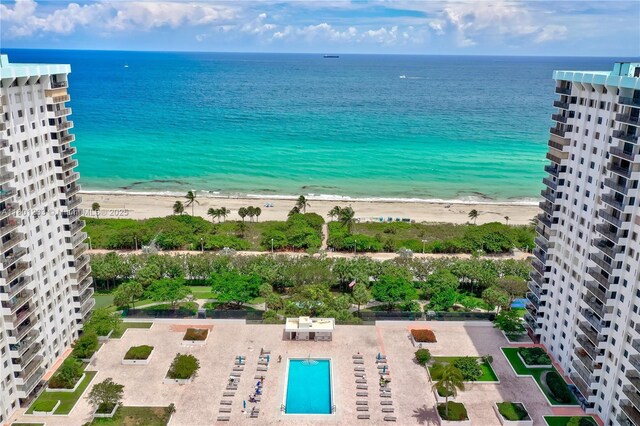 1201 S Ocean Dr Unit 1105N, Hollywood, FL 33019 - bird's eye view of waterfront with a beach