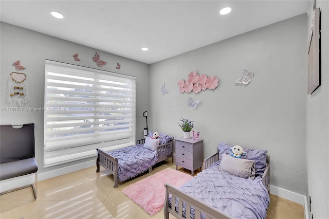 7011 Raleigh St, Hollywood, FL 33024 - tiled bedroom featuring baseboards and recessed lighting