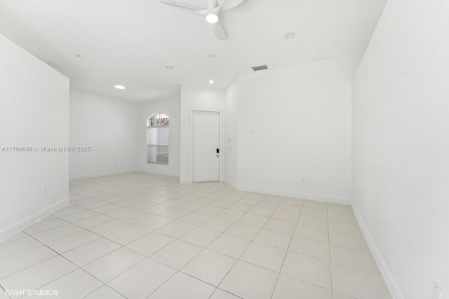 1576 Breakwater Ter, Hollywood, FL 33019 - spare room with recessed lighting, a ceiling fan, and light tile patterned floors
