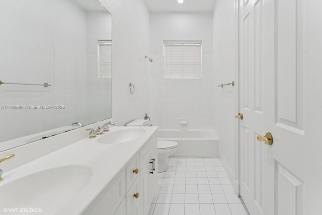 1576 Breakwater Ter, Hollywood, FL 33019 - bathroom with tile patterned floors, double vanity, and bathing tub / shower combination