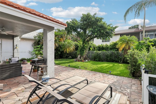 21660 Hammock Point Dr, Boca Raton, FL 33433 - view of patio featuring a ceiling fan and a grill