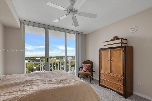 2665 SW 37th Ave Unit 1508, Miami, FL 33133 - bedroom with access to exterior, multiple windows, light carpet, and baseboards