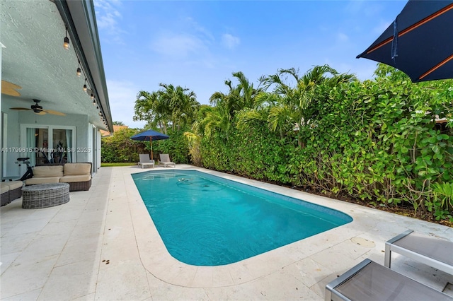 2421 NW 102nd Way, Pembroke Pines, FL 33026 - view of pool with a patio area, an outdoor hangout area, and ceiling fan