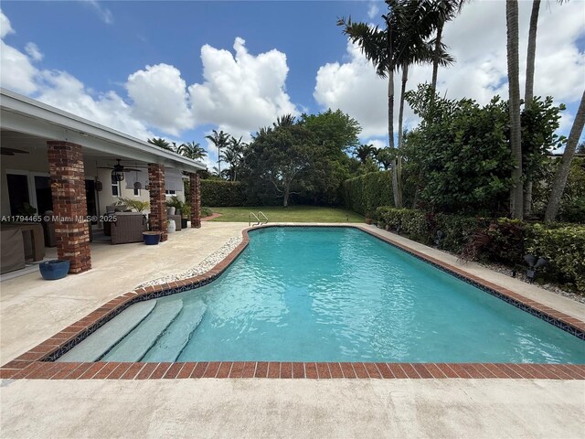 9720 SW 104th Ct, Miami, FL 33176 - view of pool with a ceiling fan and a patio