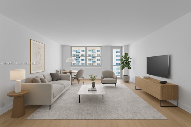 9511 Collins Ave Unit 806, Surfside, FL 33154 - living room featuring wood finished floors and baseboards