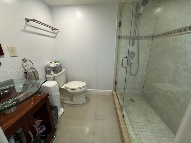 4360 NW 79th Ave Unit 1F, Doral, FL 33166 - full bathroom featuring a stall shower, vanity, and tile patterned floors