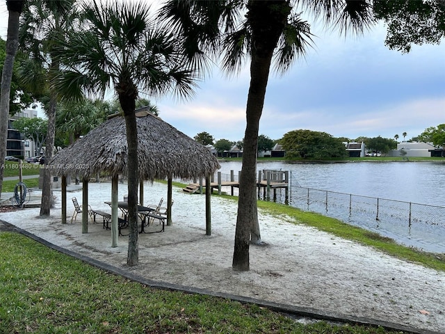 1000 Colony Point Cir Unit 302, Pembroke Pines, FL 33026 - view of property's community featuring a gazebo, fence, and a water view