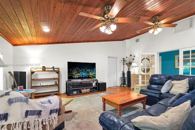 6551 SW 126th St, Pinecrest, FL 33156 - living room featuring wooden ceiling, a ceiling fan, ornamental molding, vaulted ceiling, and wood finished floors