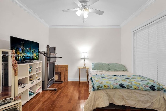 6551 SW 126th St, Pinecrest, FL 33156 - bedroom featuring ornamental molding, wood finished floors, baseboards, and a ceiling fan