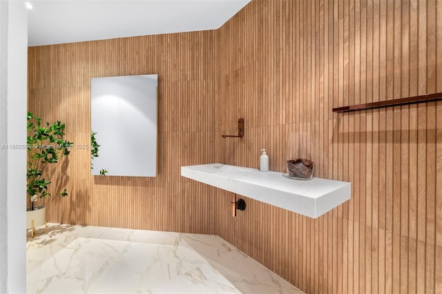9500 SW 60th Ct, Pinecrest, FL 33156 - washroom with marble finish flooring and wood walls