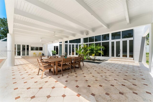 9500 SW 60th Ct, Pinecrest, FL 33156 - sunroom with french doors and beam ceiling