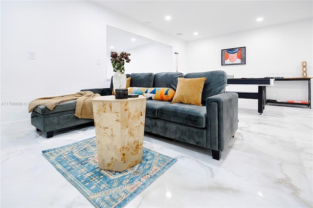 1649 NE 8th Ave, Fort Lauderdale, FL 33305 - living area featuring recessed lighting and light marble finish flooring