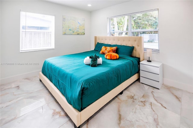 1649 NE 8th Ave, Fort Lauderdale, FL 33305 - bedroom with baseboards, light marble finish flooring, and recessed lighting