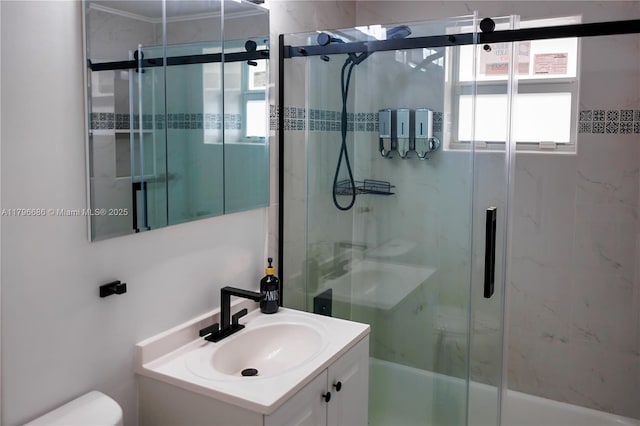 1649 NE 8th Ave, Fort Lauderdale, FL 33305 - bathroom featuring a shower stall, toilet, and vanity
