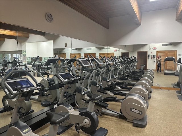 1530 NE Quayside Ter Unit A1, Miami, FL 33138 - gym featuring beamed ceiling