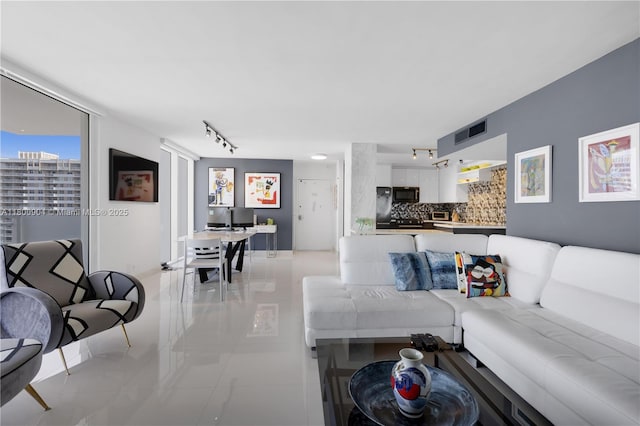 2030 S Ocean Dr Unit 1707, Hallandale Beach, FL 33009 - living area featuring track lighting and light tile patterned flooring