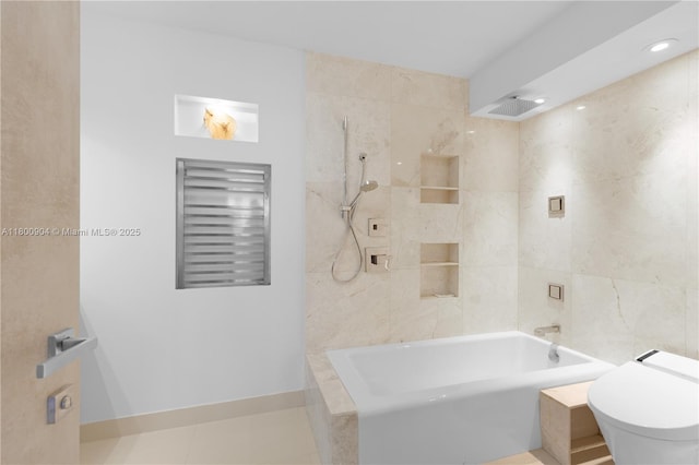 2030 S Ocean Dr Unit 1707, Hallandale Beach, FL 33009 - full bathroom featuring toilet, shower / bathtub combination, and tile walls
