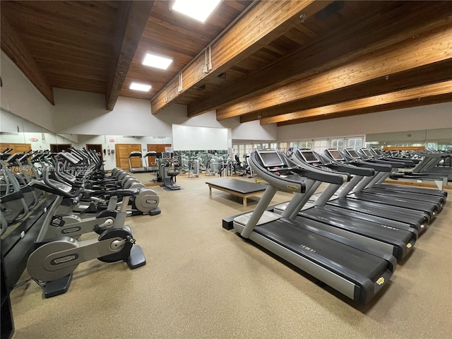 4000 NE Towwerside Ter Unit 1101, Miami, FL 33138 - gym featuring beam ceiling and wooden ceiling