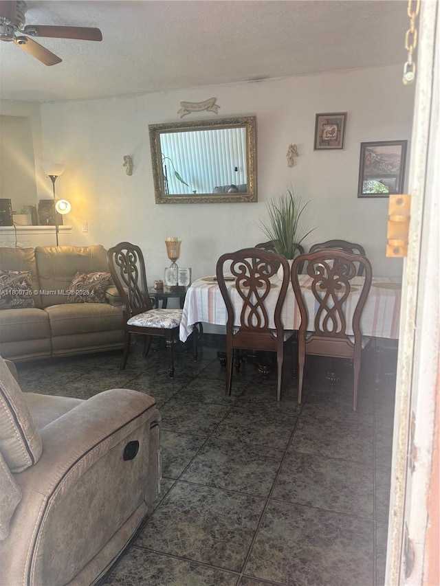 2530 Washington St, Hollywood, FL 33020 - living area with a ceiling fan and a textured ceiling