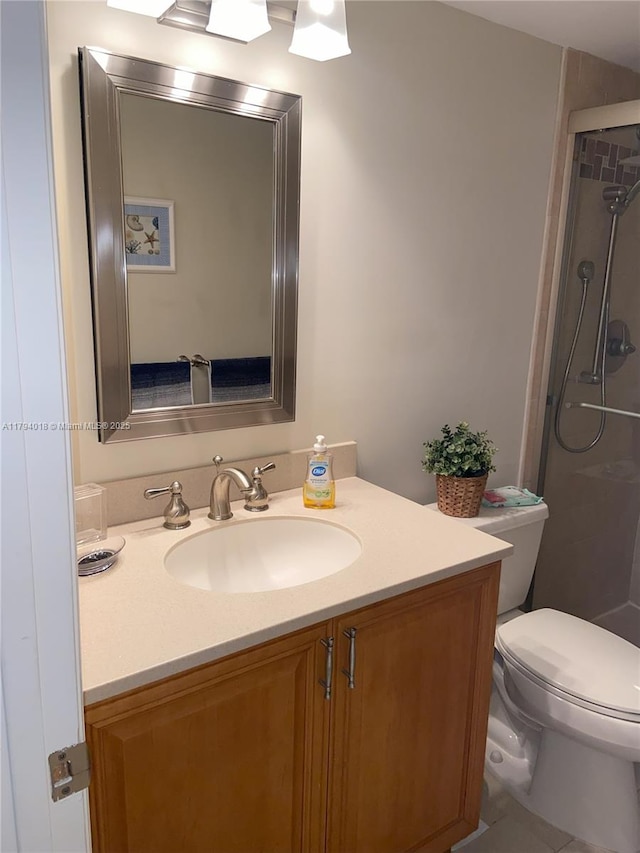3180 S Ocean Dr Unit 716, Hallandale Beach, FL 33009 - bathroom featuring a stall shower, vanity, and toilet