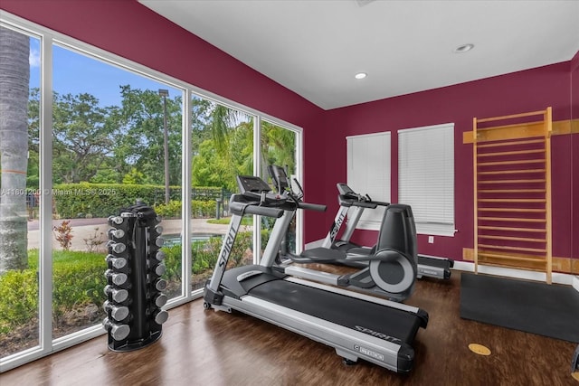 2950 Lucayan Harbour Cir Unit 107, Kissimmee, FL 34746 - exercise area with wood finished floors and recessed lighting