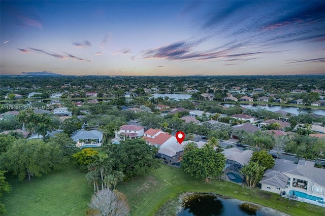 2623 Oakbrook Dr, Weston, FL 33332 - aerial view at dusk of a water view and a residential view