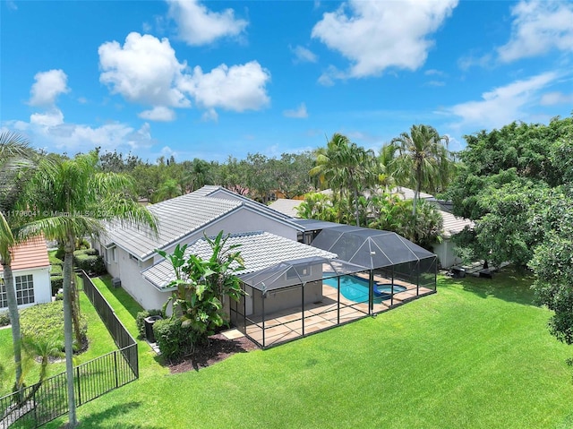 2623 Oakbrook Dr, Weston, FL 33332 - view of swimming pool featuring a patio, a lanai, and a fenced backyard