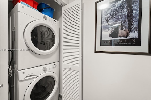 3470 E Coast Ave Unit H1909, Miami, FL 33137 - clothes washing area with stacked washer / drying machine