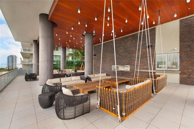 3470 E Coast Ave Unit H1909, Miami, FL 33137 - community lobby featuring wood ceiling and a towering ceiling