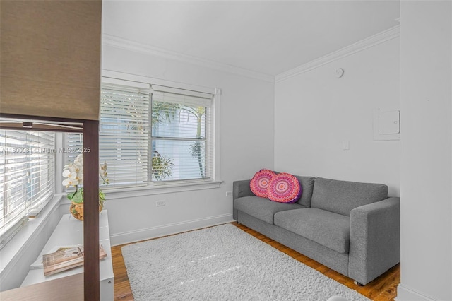 1555 Pennsylvania Ave Unit 209, Miami Beach, FL 33139 - living area with wood finished floors, crown molding, and baseboards