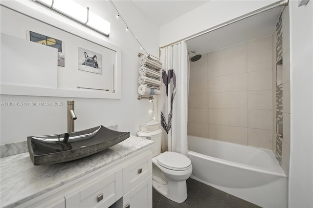 13344 SW 59th Ln, Miami, FL 33183 - full bathroom featuring toilet, vanity, shower / bath combo, and tile patterned flooring