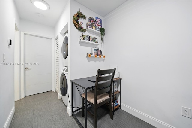 13344 SW 59th Ln, Miami, FL 33183 - laundry area with estacked washer and dryer and baseboards