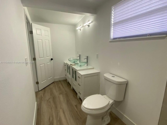 22011 Catherine Prt, Charlotte, FL 33952 - bathroom with wood finished floors, toilet, baseboards, and vanity